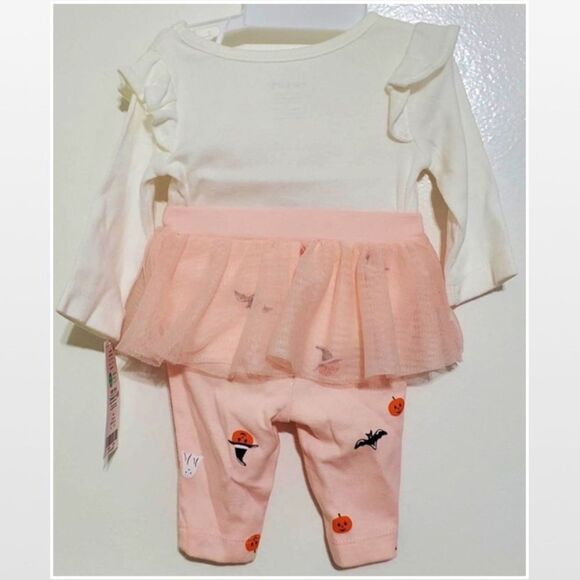 New Carters Outfit Baby Girl Newborn 1st Halloween 2 Piece Set Pink White NWT - Picture 6 of 16